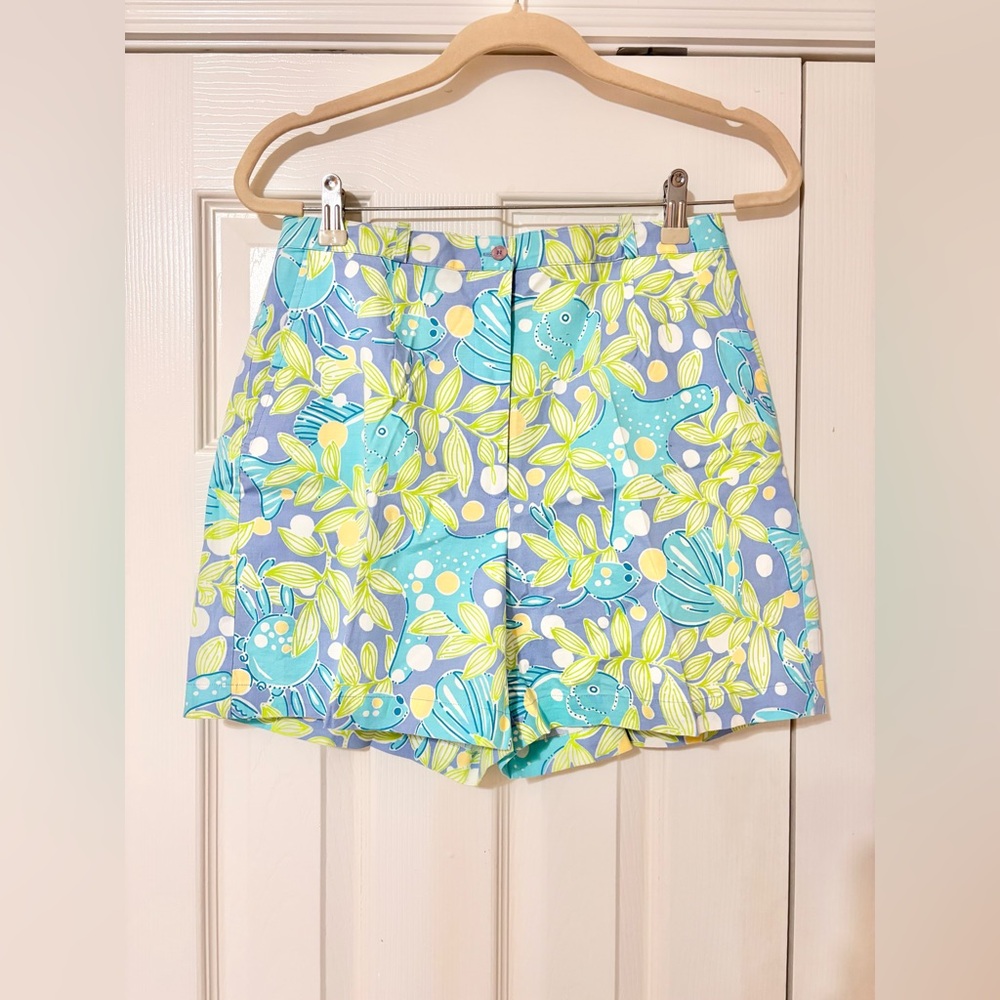 Lilly Pulitzer Blue and Yellow Floral High Waist Shorts